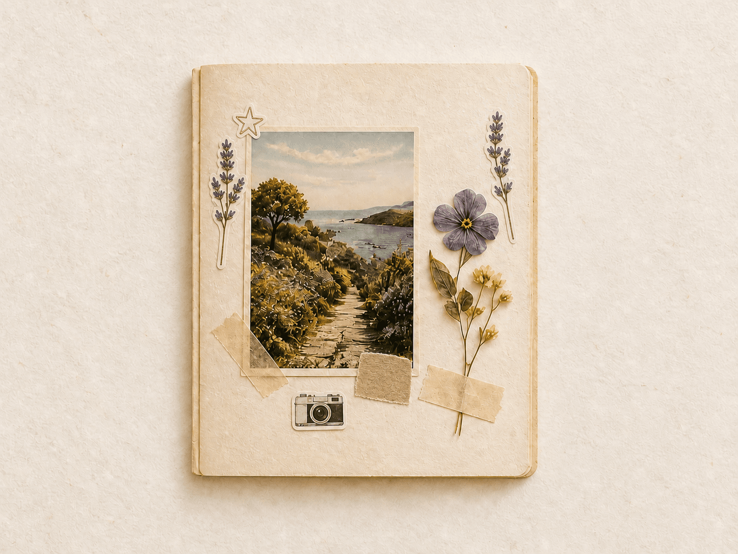 A personal NoFi memory composed with a coastal photograph and botanical details